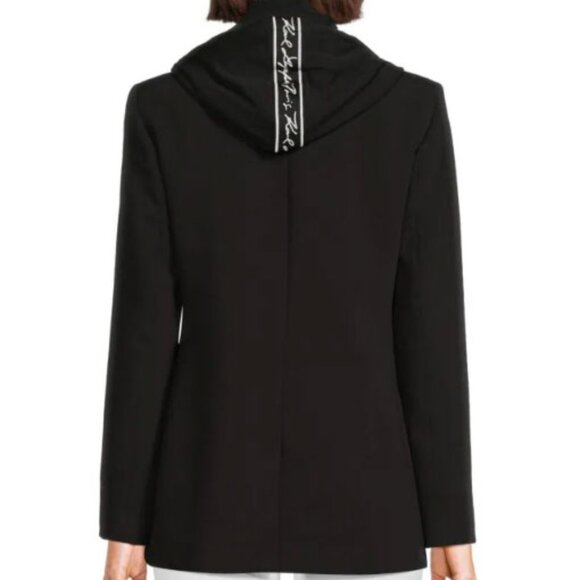 Karl Lagerfeld Paris Hooded Mix Media Blazer - Picture 3 of 3